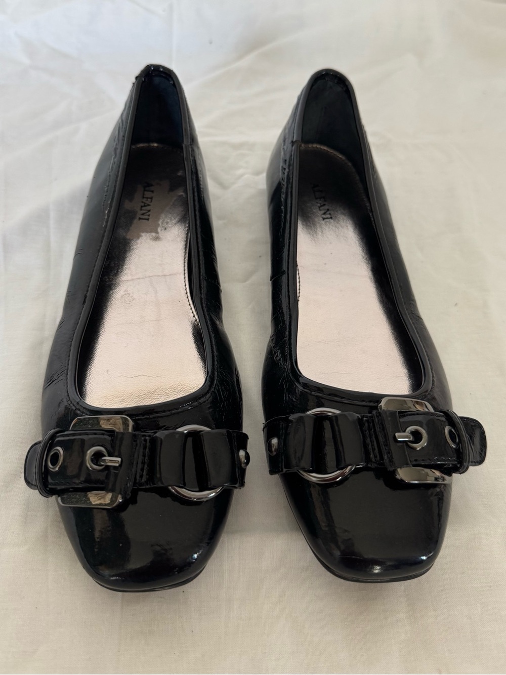 Alfani Black Patent Buckle Ballet Flats Size 8